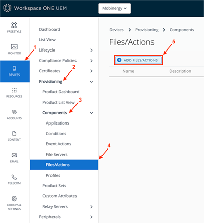 File/action tab