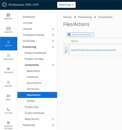 File/action tab