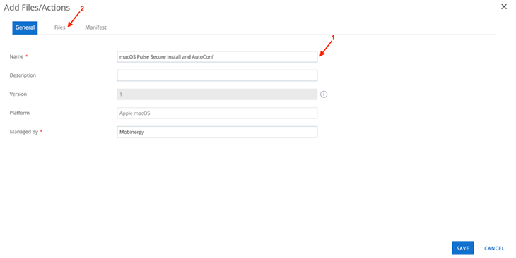 add files/action tab