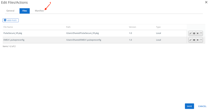 Manifest tab